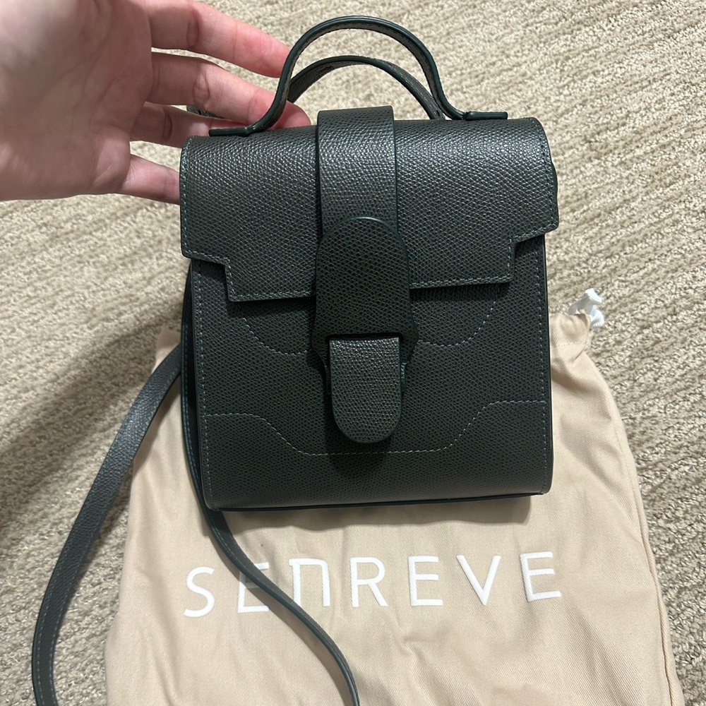 Senreve Mini Alumna Bag Pebbled Forest Green